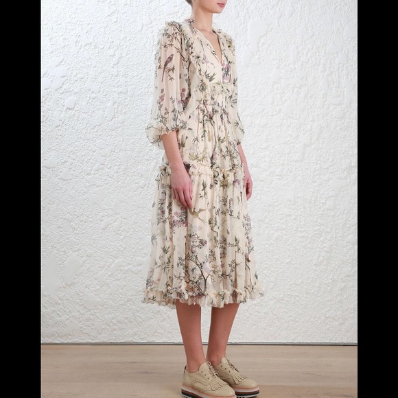ZIMMERMANN// Maples Frill Silk Midi Dress - Picture 3 of 6